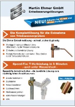 Link zum PDF-Prospektdownload für Entnahmelösung für Legionellenprobe und Speed-Fix Anbohrschellen für Leitungsabgänge unter Wasserdruck